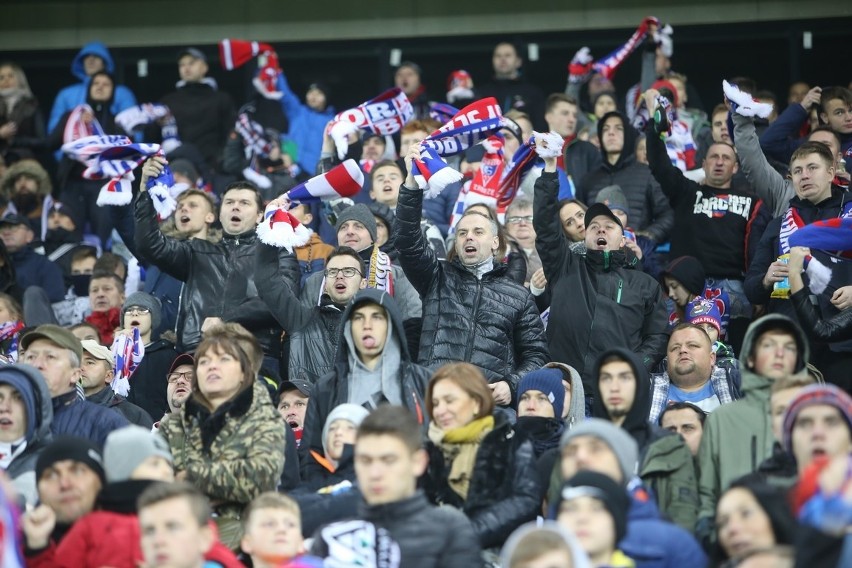 Kibice Górnika Zabrze na meczu z Lechem Poznań