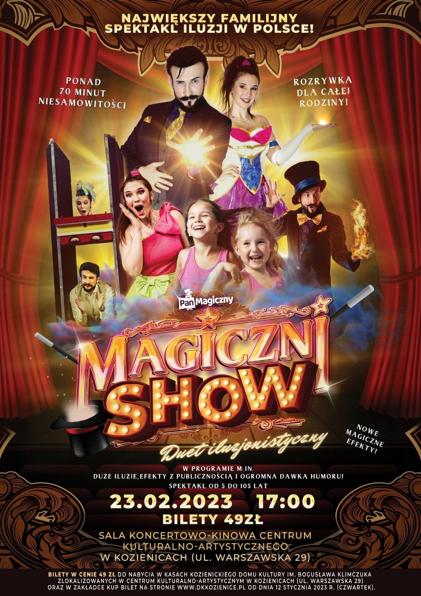 To będzie magiczny finał ferii. Spektakl iluzji „Magiczni Show” będzie w lutym w Kozienickim Domu Kultury. Można już kupić bilety