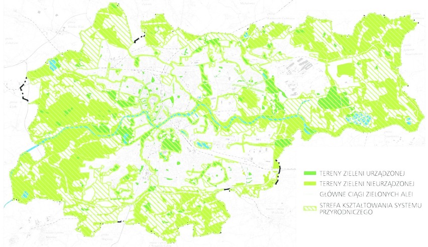 Mapa terenów zielonych w Krakowie