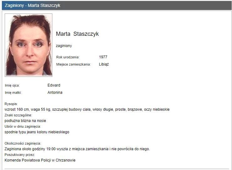 Marta Staszczyk z Libiąża zaginęła już prawie pięć lat temu. Nawet znany jasnowidz nie pomógł jej odnaleźć  [ZDJĘCIA]