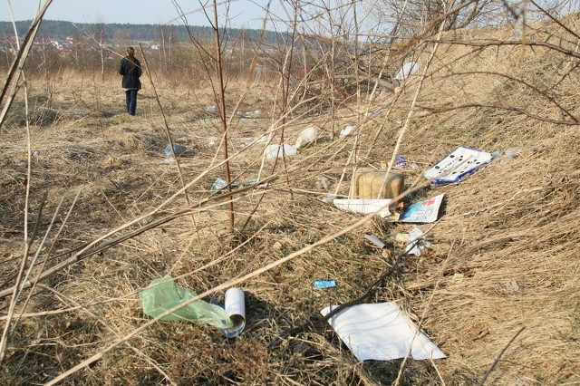 Obok pętli autobusowej w osiedlu Na Stoku w Kielcach, śmieci zalegają od dłuższego czasu.