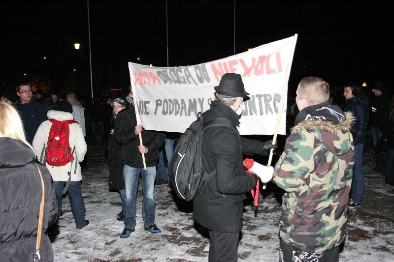 Protest przeciwko ACTA w Koszalinie.