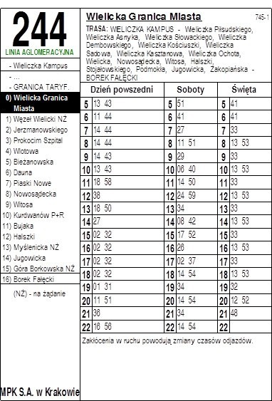 Wieliczka. Autobus aglomeracyjny 244 - zastępcza trasa i nowe rozkłady jazdy