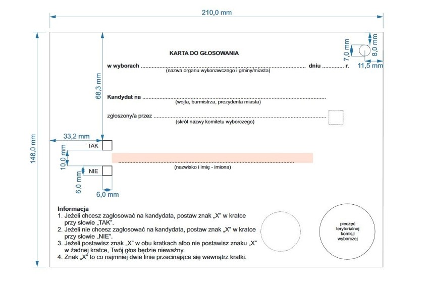 Karta do głosowania 2018. Wójt, burmistrz lub prezydent (w...