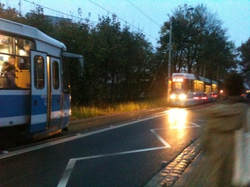 Wrocław: Dwa tramwaje jechały "na czołówkę" (ZOBACZ ZDJĘCIA)