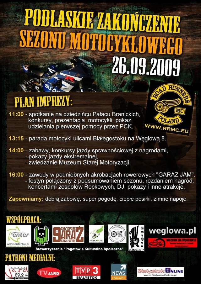 Zakończenie sezonu motocyklowego już w sobotę.