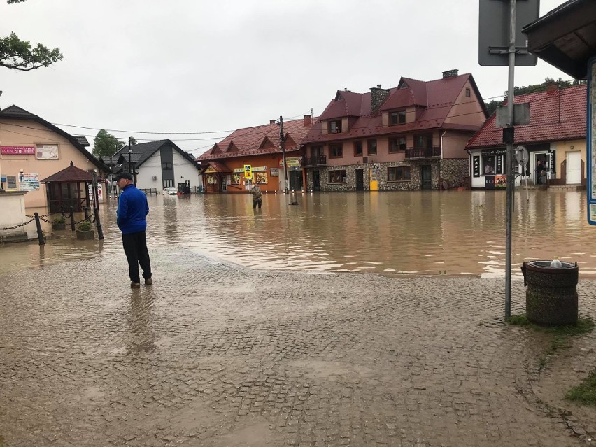 Łapanów pod wodą. Ratownicy WOPR z Nowego Targu ruszyli na pomoc [ZDJĘCIA] 