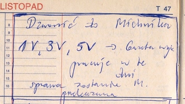 Notatka dotycząca starań Ziętary o kontakt z Adamem Michnikiem, redaktorem naczelnym "Gazety Wyborczej"