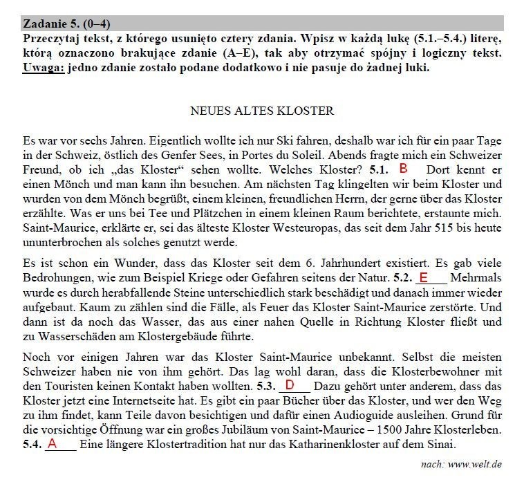 Matura 2019. Język niemiecki poziom rozszerzony ODPOWIEDZI, ARKUSZ CKE. Matura z j. niemieckiego rozszerzenie 14.05.2019