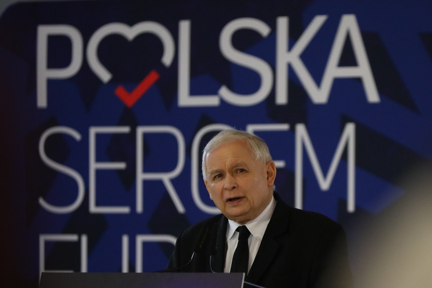 Eurowybory 2019. Jarosław Kaczyński na spotkaniu wyborczym w Krakowie