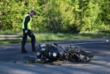 Wypadek motocyklisty na trasie Grodzisk - Opalenica. Zobacz zdjęcia z miejsca wypadku