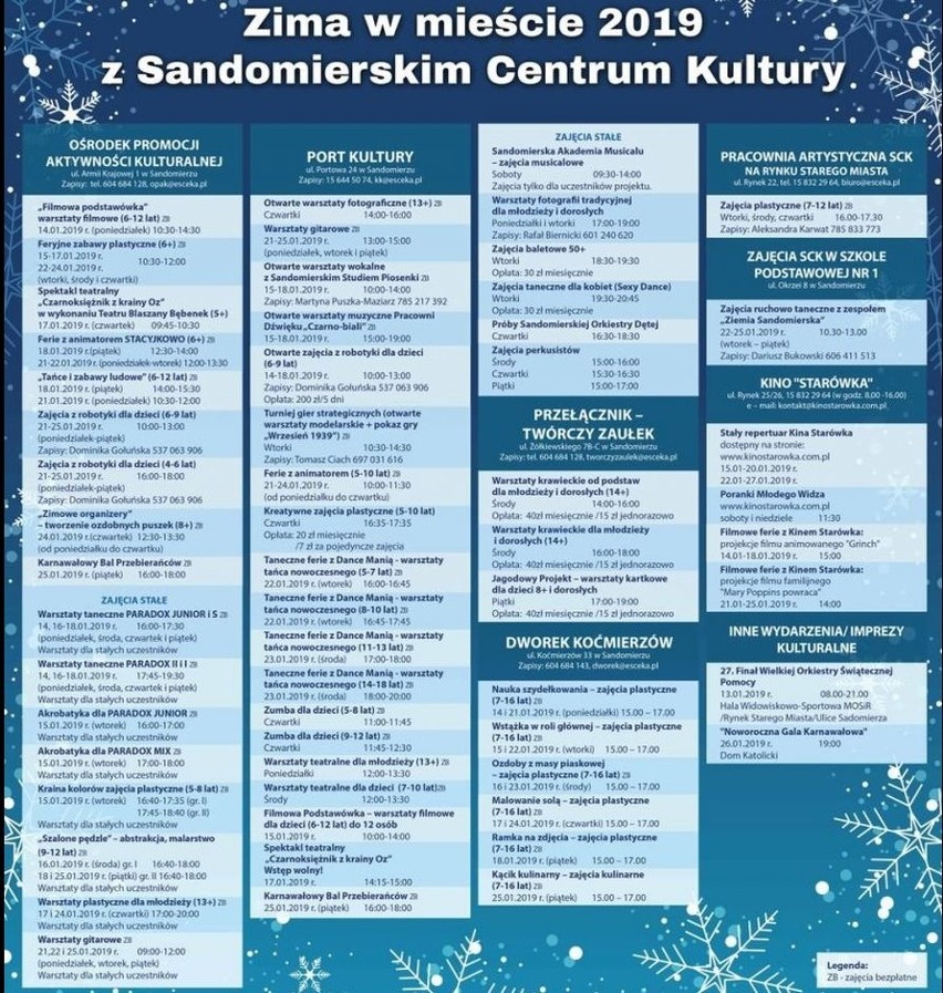 Ferie zimowe 2019 w Sandomierzu. Zobacz bardzo bogatą ofertę zajęć i atrakcji przygotowaną przez sandomierskie instytucje