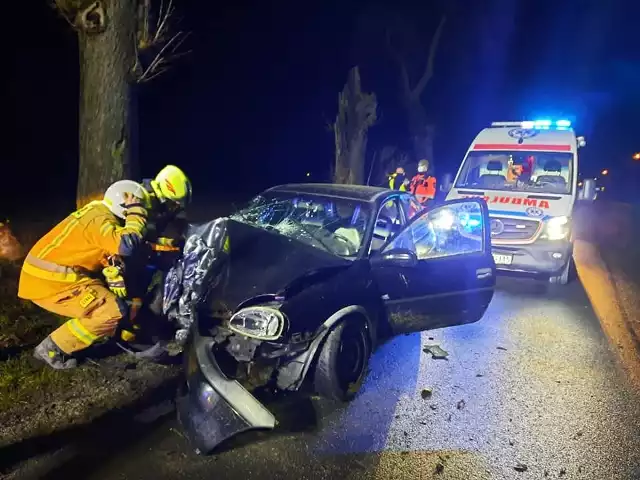 Do wypadku doszło we wsi Modrze. Samochód uderzył w drzewo.