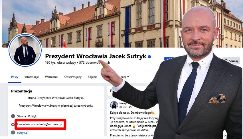 Spór rozchodzi się o profil na Facebooku Jacka Sutryka. Czy...