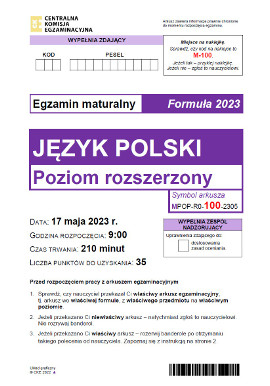Matura rozszerzona z polskiego 2023 - arkusz CKE