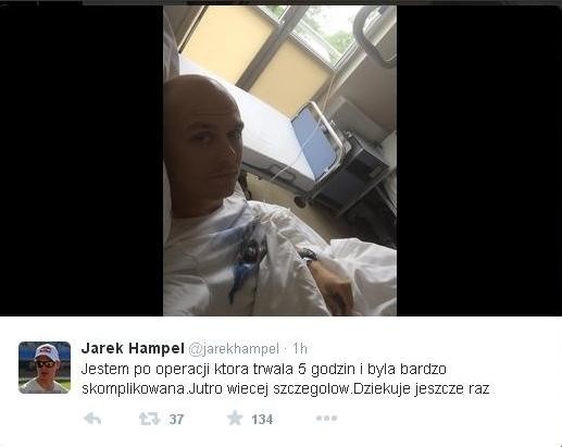 Jarosław Hampel na twitterze obiecał kibicom, że w środę poda więcej szczegółów na temat swojego stanu zdrowia.