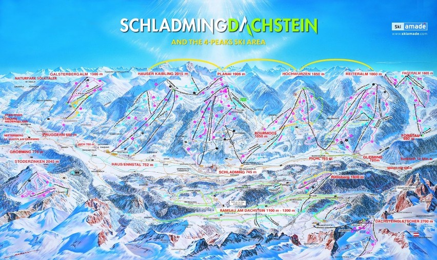 Narciarska huśtawka 4 szczytów w Schladming– 123km stoków non stop!