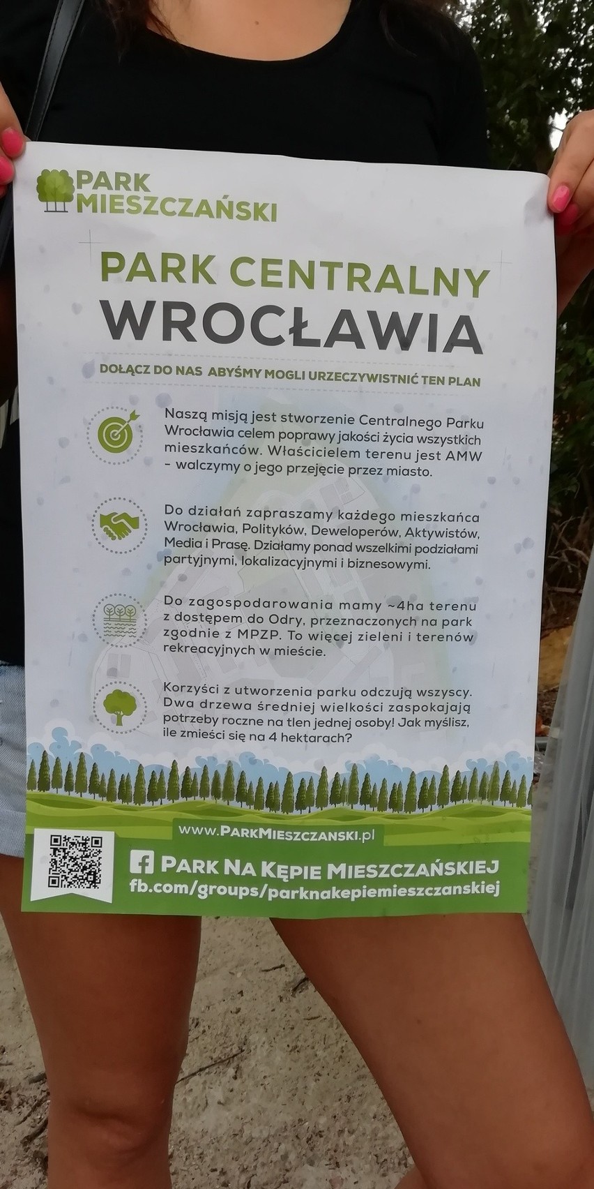 Mieszkańcy Kępy Mieszczańskiej walczący o park.