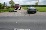 Wypadek na DK 57. Motorowerzysta ze wstrząśnieniem mózgu (zdjęcia)