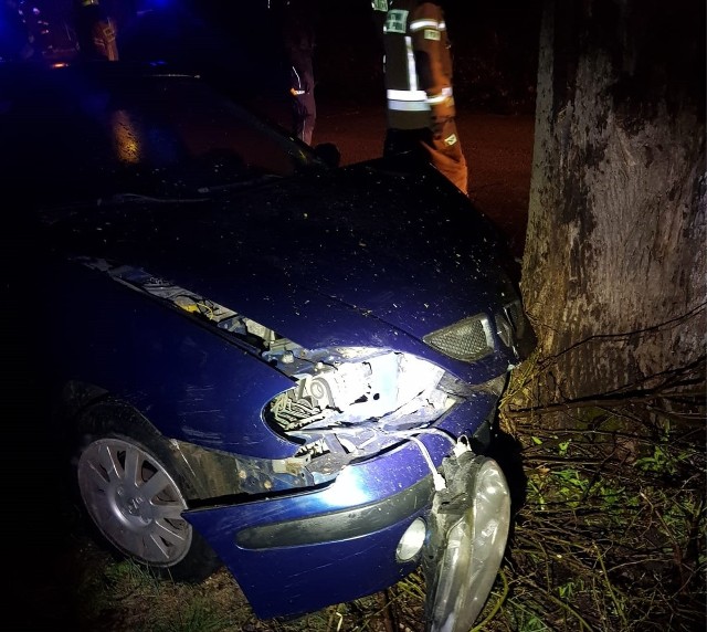 Pijany 77-latek stracił panowanie nad autem i wjechał w drzewo