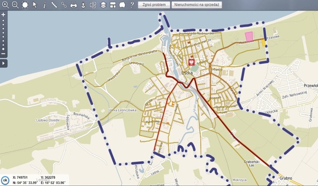 Wizualnym elementem usteckiego SIP jest interaktywna mapa miasta.