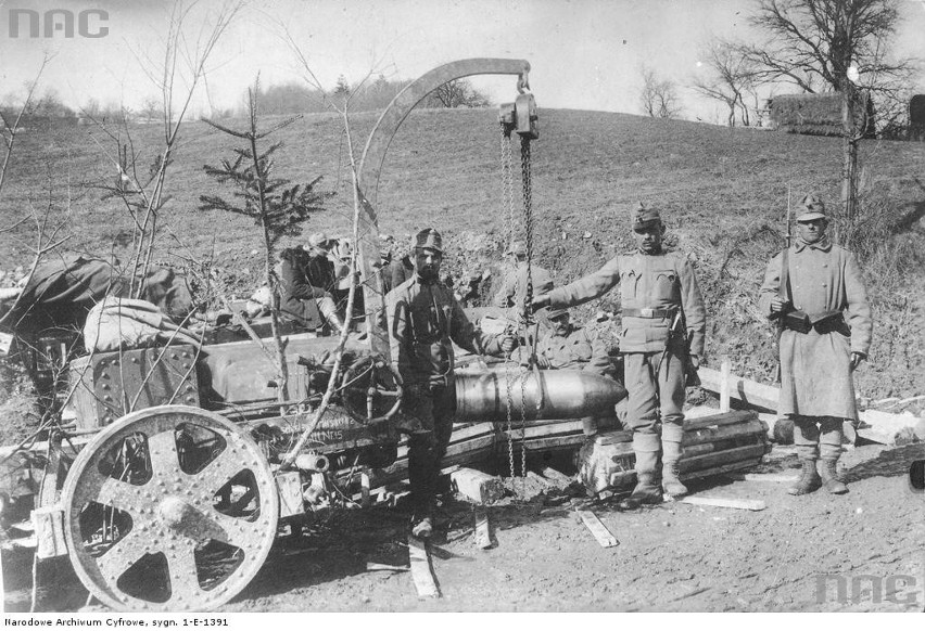 Artylerzyści austro-węgierscy przy jaszczach, między 1914 a...