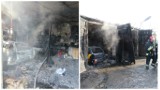 Pożar garażu w Plesewie pod Grudziądzem. Auto spłonęło