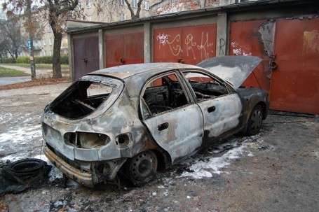 Samochód spłonął w garażu przy ul. Kaliskiej