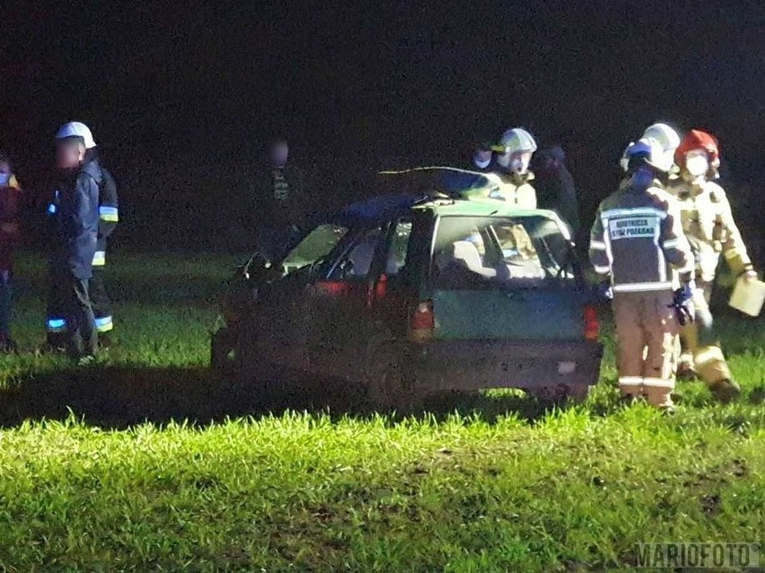 Wypadek na polnej drodze w Laskowicach.