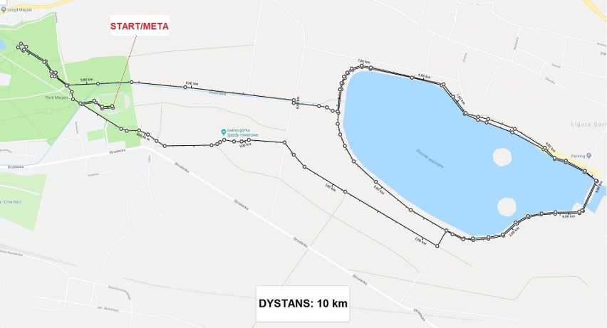 Mapka z trasą biegu.