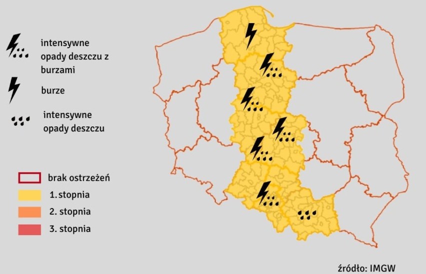 RCB wydało alert przed burzami i intensywnym deszczem. Na...