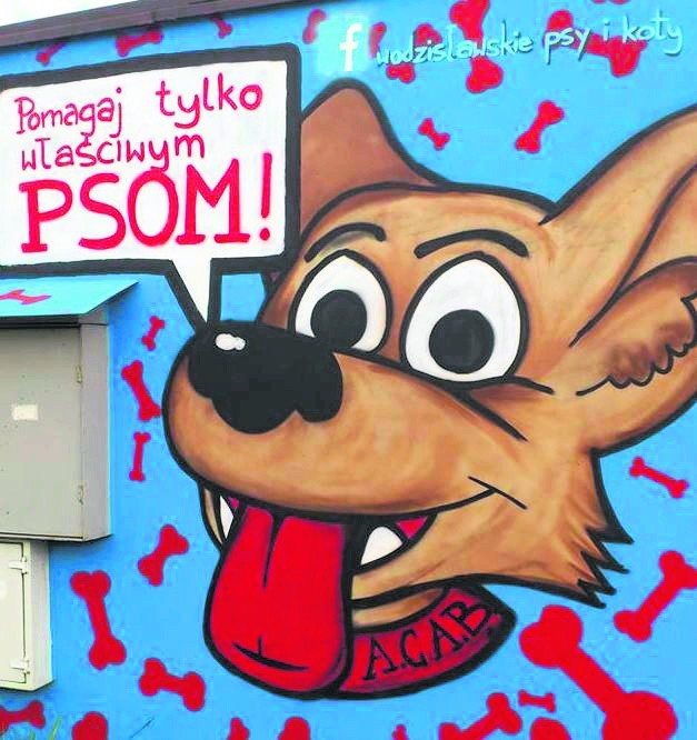 Mural przyciąga dzieciaki, ale przekaz jest kontrowersyjny. Do tego skrót ACAB na obroży: all cops are bastards