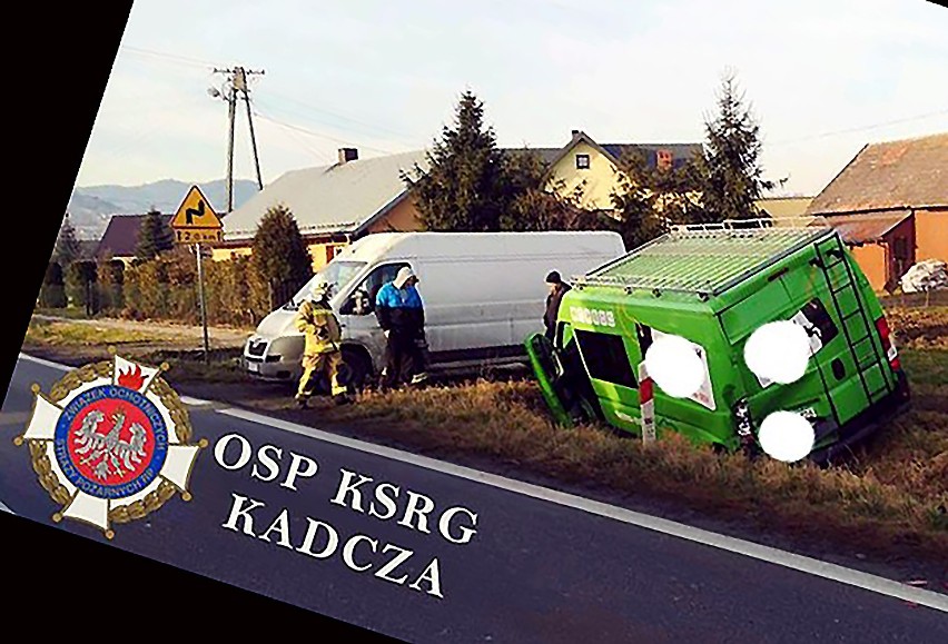 Kadcza. Trzy auta rozbite na głównej drodze w dolinie Dunajca