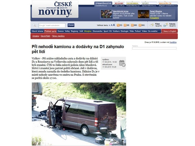 Zdjęcia z wypadku zamieściła jedna z czeskich gazet. Bus ma tarnobrzeską rejestrację.