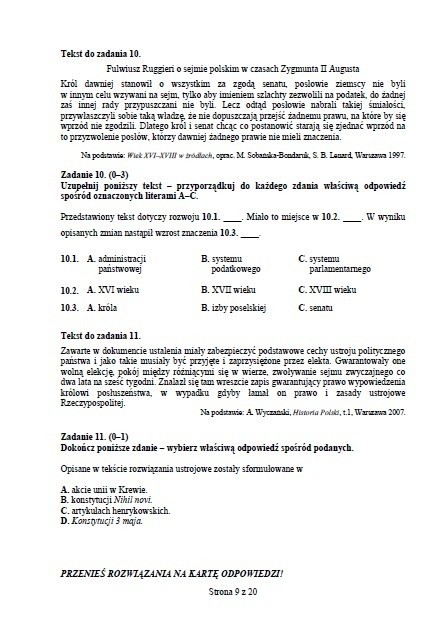 Egzamin gimnazjalny 2014: Symbole religijne i rozbiory POLSKI, WOS, HISTORIA [PYTANIA + ODPOWIEDZI]