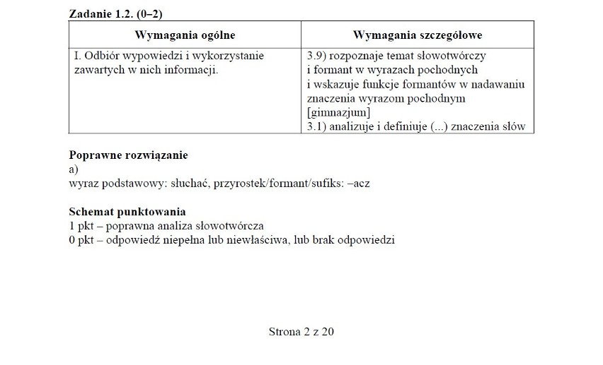 Język polski 2014 - próbna matura 2014 - klucz odpowiedzi...