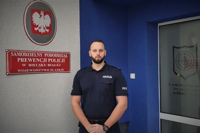 Starszy sierżant Robert Pawłowski z Samodzielnego Pododdziału Prewencji Policji w Bielsku-Białej