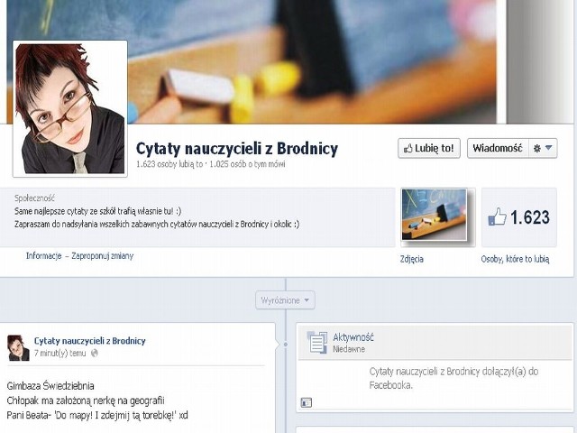 Na Facebook'u powstał fanpage "Cytaty nauczycieli z Brodnicy&#8221;