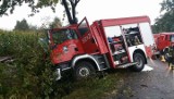 Wypadek wozu strażackiego koło Oleśnicy