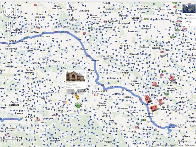 Na mapie Google ludzik Pegman wskazuje, które rejony można oglądać w usłudze Street View.