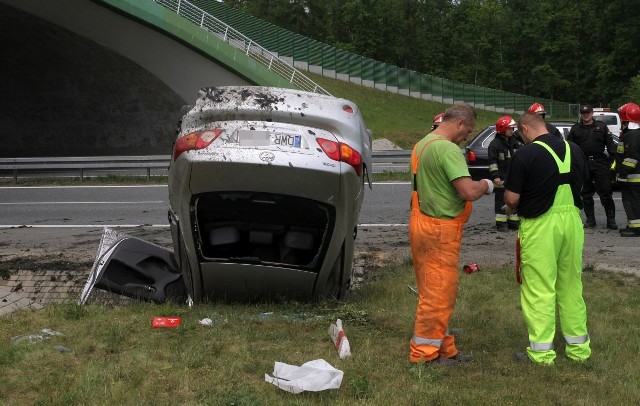 Wypadek na łączniku AOW i Długołęki, 28.05.2015