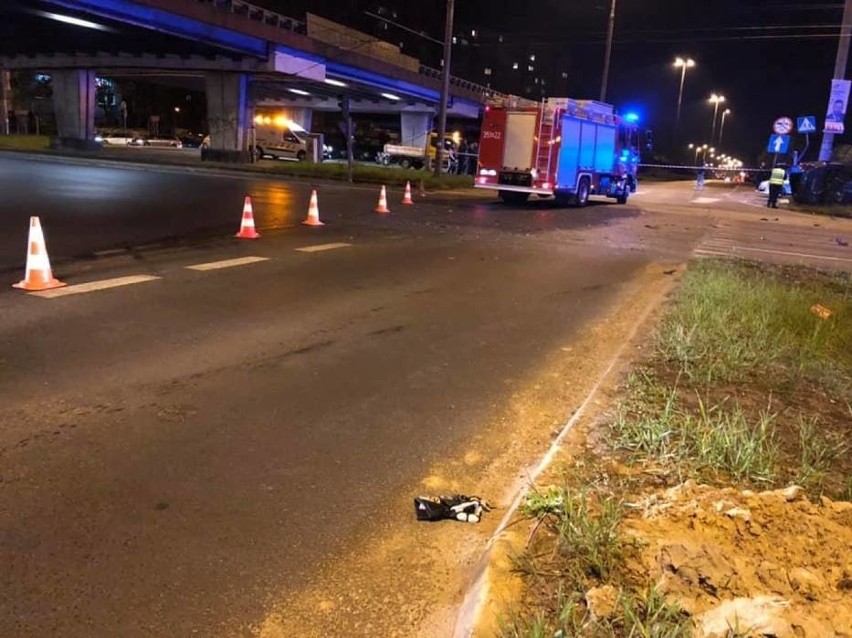 Wypadek motocyklisty koło estakady w Częstochowie 7.05.2019.