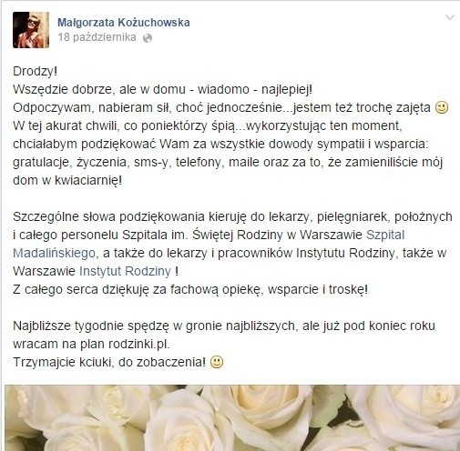 Małgorzata Korzuchowska pochwaliła się synkiem na Facebooku