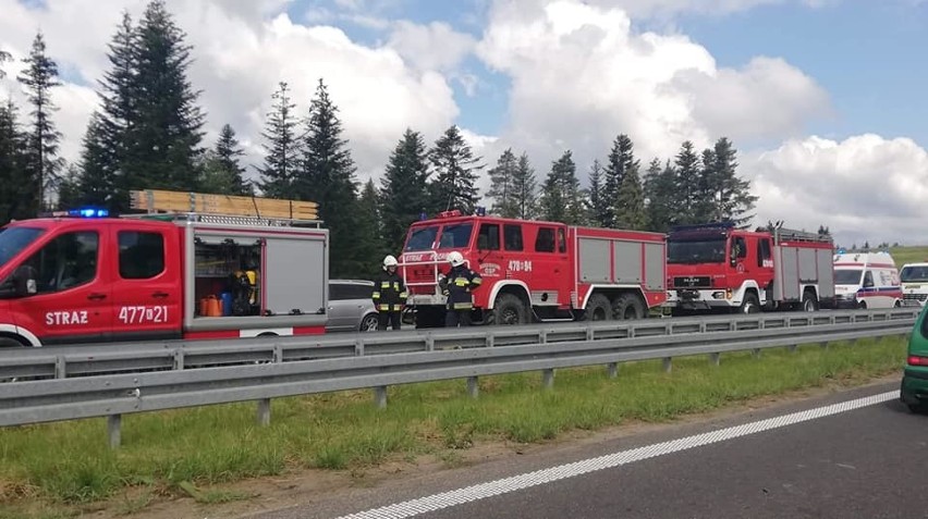 Wypadek trzech aut na ekspresowej zakopiance w Skomielnej Białej [ZDJĘCIA]