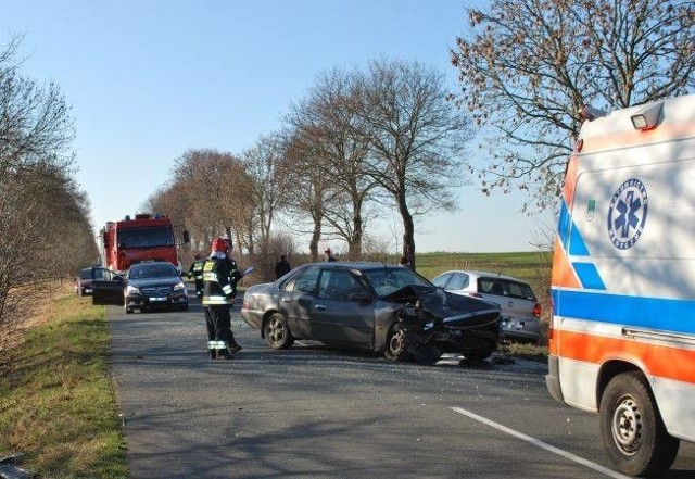 Kolizja kilku aut koło Gryfina