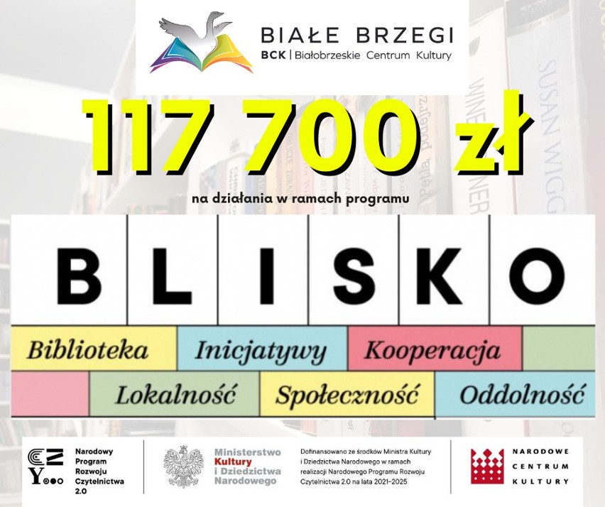 Białobrzeskie Centrum Kultury Białe Brzegi z dotacją dla biblioteki. Będą spotkania z pisarzami, występ kabaretu i szkolenia