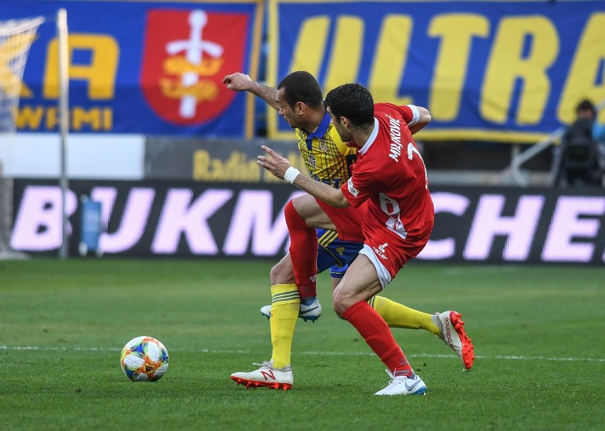 Marcus da Silva w meczu Arki Gdynia z Miedzią Legnica...