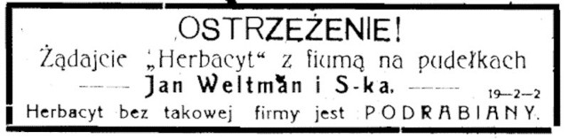 Reklamowe ostrzeżenie przedświąteczne z 1919 r.