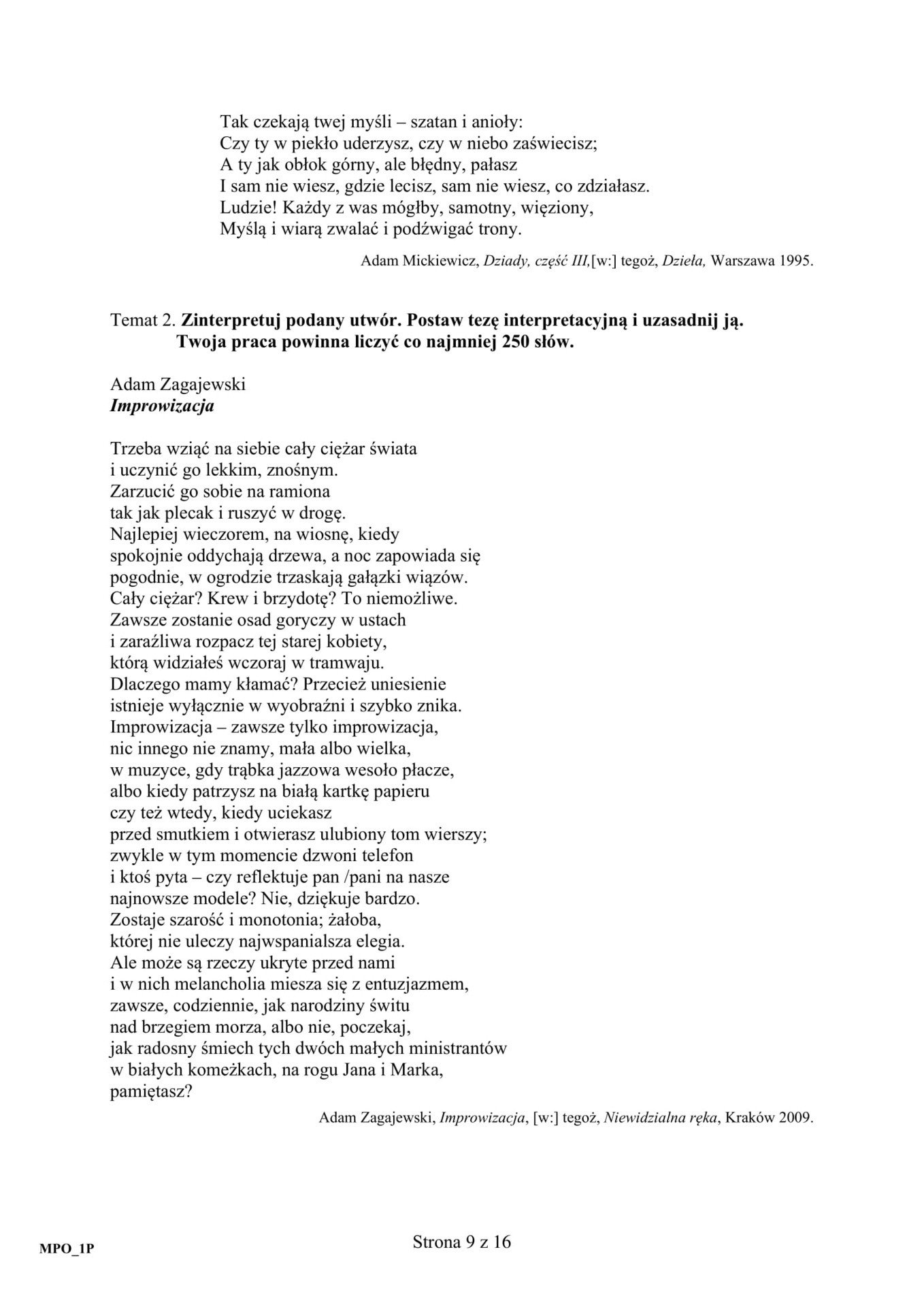 Zinterpretuj Podany Utwór Postaw Tezę Interpretacyjną I Uzasadnij Ją