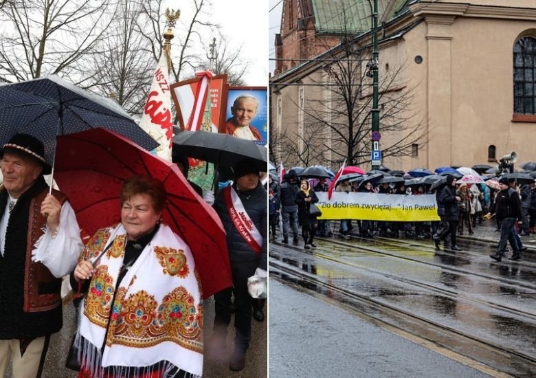 Ulicami Krakowa w niedzielę przeszły dwa marsze papieskie
